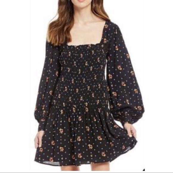 Free People Dresses & Skirts - Free People Floral Black Dress Size Medium